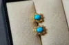 Studörhängen JHY711 Solid 18K Gold Nature Blue Turquoise 10.1 9.1mm Studs For Women Fine Jewelry Birthday Presents