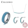 COLUSIWEI 925 Sterling Silber Vintage Türkis Ohrringe Ringe Anhänger Halskette Für Frauen Schmuck Sets Edlen Accessories223a