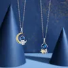 Pendants Fashion Couple S925 Silver Color Astronaut Star And Moon Personality Necklace Love Anniversary Gift X210