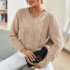 Camisolas femininas outono sólido quente fino camisola de malha mulher casual manga longa v pescoço pullovers mulheres inverno moda coreano malhas topo