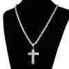 Pendant Necklaces Fashion Crucifix Cross Necklace Men Silver Color Stainless Steel Punk Byzantine Chain Jewelry197B