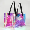 Storage Bags Fashion Tote Bag Clear Holographic Handbag For Work Beauty Large Size And Sturdy Handle Bolso Holografico