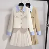 Abito a due pezzi stile coreano bavero giacca slim blazer mini gonna a pieghe due pezzi eleganti set da donna abiti da ufficio temperamento abbigliamento