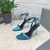 Material Silk 284 Sandals Artificial Diamond Decoration Pumps Drill Lock Sexy Ankle Strap Women High Heel Wedding Shiny Single Shoes