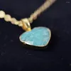 Ciondoli ITSMOS Collana con pendente in amazzonite Placcato in oro 14K Pietra preziosa energetica Potente guarigione a forma di cuore per le donne Regalo dell'anima