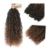 Human Hair Bulks Synthetische gehaakte vlechten Passion Twist River Goddess Braiding Ombre Brown Faux Locs met Curly Xress 231007