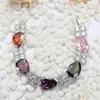 Link Bracelets SHUNXUNZE Big Wedding Charms Bracelet Jewelry & Accessories For Women Pink Peridot Purple Red Cubic Zirconia Rhodium Plated