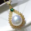 Hänghalsband Habitoo Luxury Natural 10-11mm White Round Odlat Pearl Green Ruby Cubic Zircon Chain Halsband Justerbar ringset