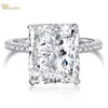 Solitaire Ring Wong Rain 100 925 Sterling Silver Radiant Cut 1012mm 8ct VVS D Color Created Flower Jewelry Gift Drop 231007