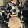 Dames truien bloemen gebreide tassel pullover dames holle out design zomer lange mouw o nek dames vakantie slanke casual top