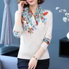 Womens Sweaters Floral Sweater 2023 Autumn Winter V-neck Knitted Pullover Long Seeve Mothers