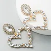Kolczyki Dangle Luksusowy dhinestone duży kolorowy diamentowe serce vintage długi frędzko ucha klip mankietowa biżuteria na przyjęcie weselne 20222273e