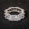 Eternity feminino anel de promessa 5a zircão 925 prata esterlina noivado anéis de banda de casamento para mulheres pedras preciosas de noiva jóias 187v