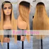 Frente de renda reta colorida sintética para mulheres cabelo humano pré-selecionado 13x4 brasileiro ombre marrom 231007