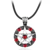 Pendant Necklaces Supernatural Series Pentagram Necklace With Rope Chain Dean Winchester Star Silver Plated Red Crystal Jewelry269K