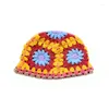 Береты, элегантная шляпа-ведро с цветочным узором, дышащая вязаная крючком ручная работа, праздничные декоры, клоши для отдыха в западном стиле, DXAA