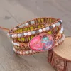 Sweet And Romantic Women's Bracelet Natural Stone Luxury Design Weaving Hand Woven Leather Bohemian Style Beaded Strands334I