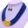 Abadon Newest Fashion Handmade Blue Yellow Multi Strand Layers Pearl Choker Statement Necklaces Sigma Gamma Rho Symbol Jewelry Y20275F