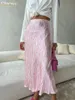 Etekler Clacive Moda İnce Baskı Kadınlar Etek Bodycon Yüksek Bel Midi Street Giyim Zarif Klasik Kadın Giyim 231007