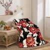 Blankets Red Flowers Luxury Flannel Blanket Floral Throw Warm Plants Bed Boho For Sofa Dropshiper