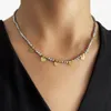 Peri'sbox – collier ras du cou en acier inoxydable pour femmes, mélange de ternissement gratuit, plaqué or et argent, breloque en forme de cœur, perles à facettes, bijoux délicats