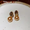 Baumelnde Ohrringe, barock, schlicht, Brincos, koreanische Mode, französischer Champagner, Tropfen-Bolzen für Frauen, zarter, sanfter Schmuck, Pendientes