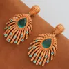 Boucles d'oreilles pendantes pour femmes, bijoux de luxe, tendance, demoiselle d'honneur, feux d'artifice, plumes de paon, cadeau d'anniversaire, 2023