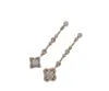 INS Nouveau dans les bijoux de luxe boucles d'oreilles pour femmes pendentif k collier coeur en or avec perles gravées serti de diamants boucles d'oreilles trèfle à quatre feuilles