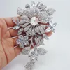 Whole -Vintage Style Flower Leaf Bridesmaid Brooch Pin Rhinestone Crystal Wedding for Woman305C