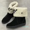 stivali firmati neve donna stivaletti piatti bucaneve morbida pelliccia di lana scarpe in pelle scamosciata inverno stampa martin stivali sopra il ginocchio 35-41