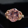 Cluster Rings 100% 925 Sterling Silver Natural Stone Ring Romantic 10ct Morganite Diamond Wedding Party For Women Solid Fine Jewel211E