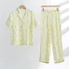 Vrouwen Nachtkleding Bloemen Gedrukt Pyjama Vrouwen Zomer Kleding 2023 Est Geel Water Fee Korte Mouw Shorts Pyjama Sets