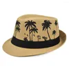 Berretti 2023 Cappello a cilindro lavorato a maglia in erba di cocco Primavera/Estate Cappello da spiaggia per protezione solare all'aperto Jazz arricciato