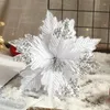 Decorative Flowers 25cm Large Artificial Christmas Tree Sequins Decoration Xmas Ornament Party Home Decor Fake Flower Year Wedding Gift