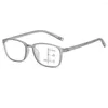 Óculos de sol longe e perto de dupla utilização TR90 Óculos de leitura multi-foco unissex progressivo anti-reflexo ultra-leve presbiopia óculos