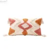 Pillow Boho Cover Tufted Orange Ivory Tassels Warm Color Decoration Living Room Bedroom Sofa Couch Square 45x45cm
