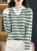 Women's Sweaters 2023 Polo Collar Long-Sleeved Striped Pullover Autumn And Winter Fashion Loose Solid Color Versatile Cashmere Sweater