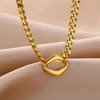 Colares de pingente redondo colar geométrico para mulheres aço inoxidável simples cor de ouro losango na moda jóias presente