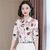 Classique Revers Casual Floral Chemise Blanche Bureau Dame À Manches Longues Blouses Graphiques 2023 Automne Hiver Piste Boutonné Chemises De Grande Taille Femmes Designer Doux Mignon Hauts