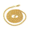 18k Yellow Real Gold GF Men's Women's Necklace 24 Rope Chain Charming Jewelry Packaged with Gift Packaged204V