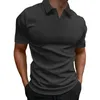 القمصان الرجال القميص بولو الصيف الرياضي للياقة البدنية v-neck تي شيرت نسيج مخطط مشقوق سريع تجفيف الأكمام قصيرة مرنة التنفس