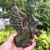 Estatuetas decorativas 15cm natural dragão sangue griffin cristal esculpido estátua animal moda casa ornamento arte colecionável presente 1 pçs