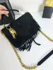 Original av enskild kvalitet på väskan omklassificerad designerväska Ancient Elegant Frosted Leather Tassel Women's Shoulder Bag Handbag Crossbody Bag With Box