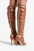 Sandals Women Hollow Out Boots Sexy Knee High Sandal Lace-up Rope Gladiator Cage Open Toe Ultra Heel