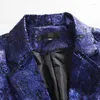 Costumes pour hommes Hommes Bleu Floral Tuxedo Veste Paisley Notch Revers Costume élégant Blazer Hommes Dîner De Mariage Costume De Fête Homme XXL