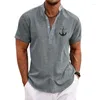 Camicie casual da uomo Henley vintage Top a maniche corte Abbigliamento grafico con ancoraggio 3D Abbigliamento firmato quotidiano Streetwear Uomo hawaiano