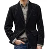 Hommes marque de mode velours côtelé Blazer Style britannique décontracté coupe ajustée costume veste Blazers hommes simple boutonnage manteau vestes z1016296T