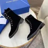 Luksusowy projektant Winter Gorished Sondra Kid Boots Patent Skórzowe obcasy Pearl Block Obcasy Czarne Bojowniki Weddne przyjęcie EU35-40