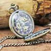 Pocket Watches 20st/Lot Vintage Bronze Octopus Flip Mechanical Watch Skeleton Roman Dial Men's Gift With Chain