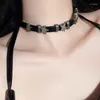 Girocollo collare con fibbia quadrata gotica collana punk Harajuku donne ragazze semplice nero in pelle PU Chocker Bar gioielli per il corpo regali